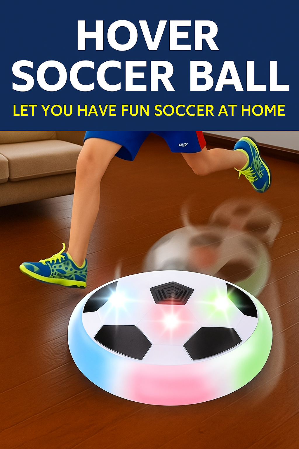 Magic Air Soccer Ball for Toddlers with Flashing Colored LED Lights